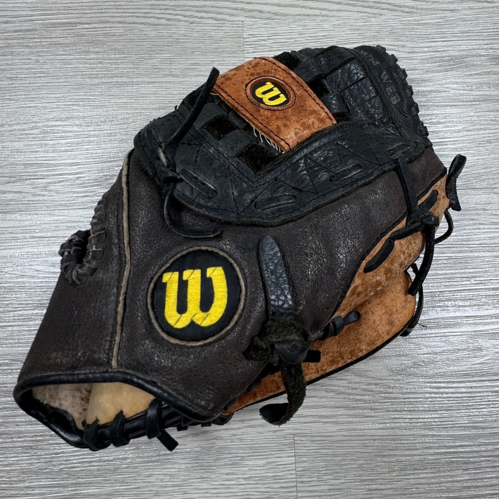 Wilson Mens Baseball Glove A2498 Aztec Leather 12 Inch Brown Black Woven Web